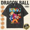 Summer Fashion Dragon Ball Vintage T-Shirt Men 100%Cotton Washed Retro Tops Print Heavyweight Oversized Family Matching Tee