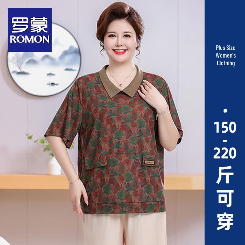 ROMON Women s Plus Size Casual Short Sleeve Top & Sets 4XL