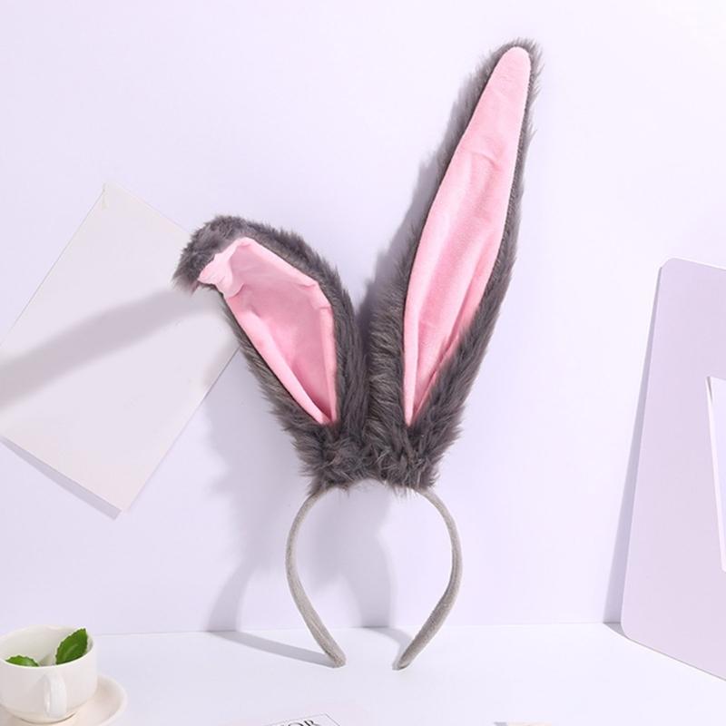Adult Teens Cute Christmas Rabbit Ears Shape Headband Plush Hair Hoop Makeup Live Broadcast Cosplay Party Headpieces