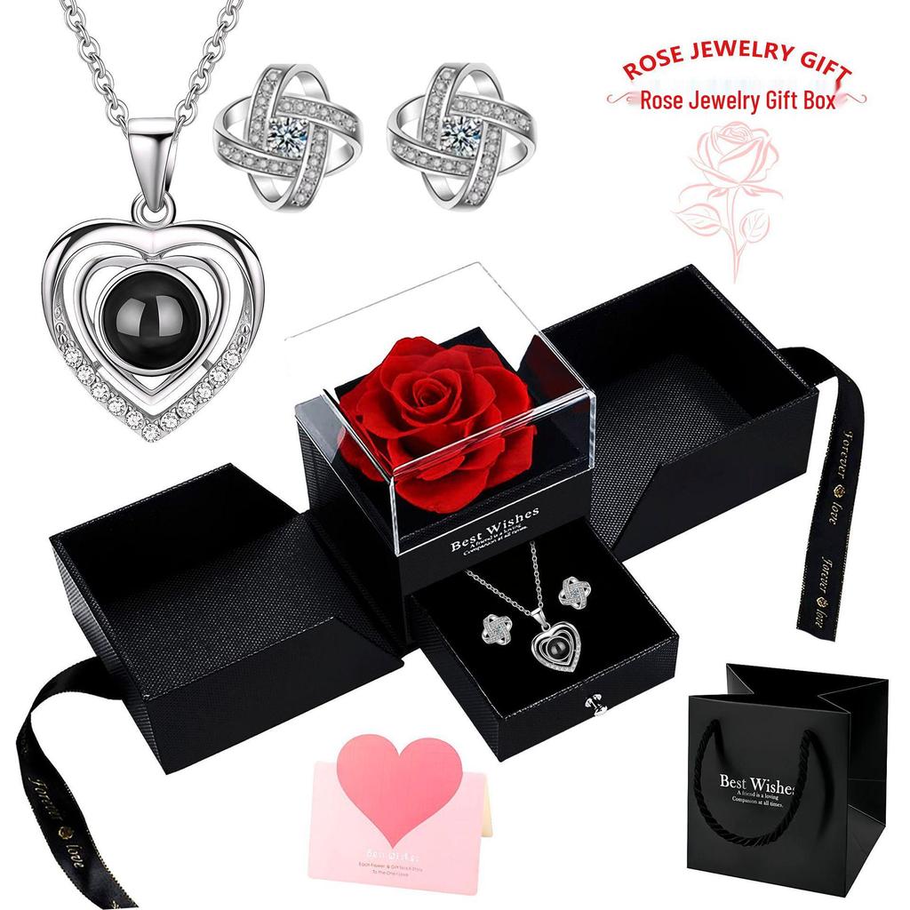 Naszyjnik Projekcyjny Ozon Podwójne Serce: Elegancki Wisiorek z napisem 'Kocham Cię' w 100 Językach