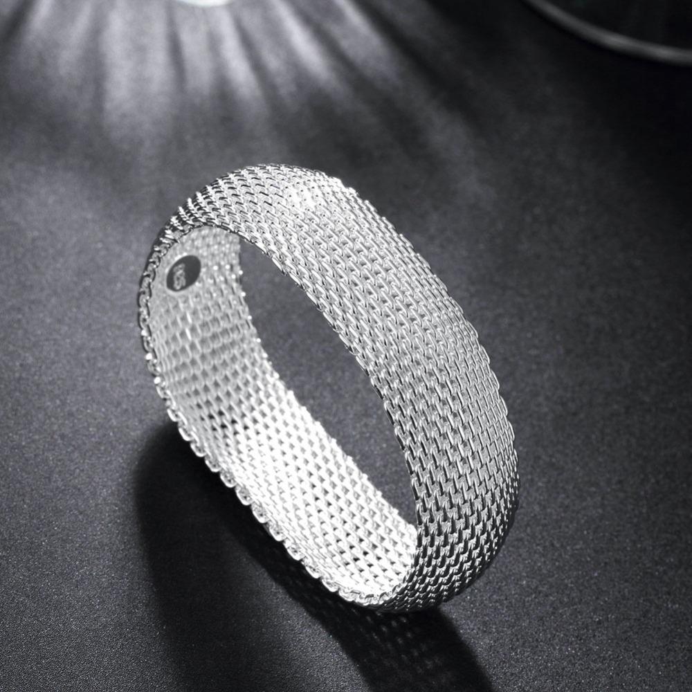 Hot Sale  Sterling  Bangle Bracelets Women Woven Mesh  Bracelet Jewelry Big Promotion