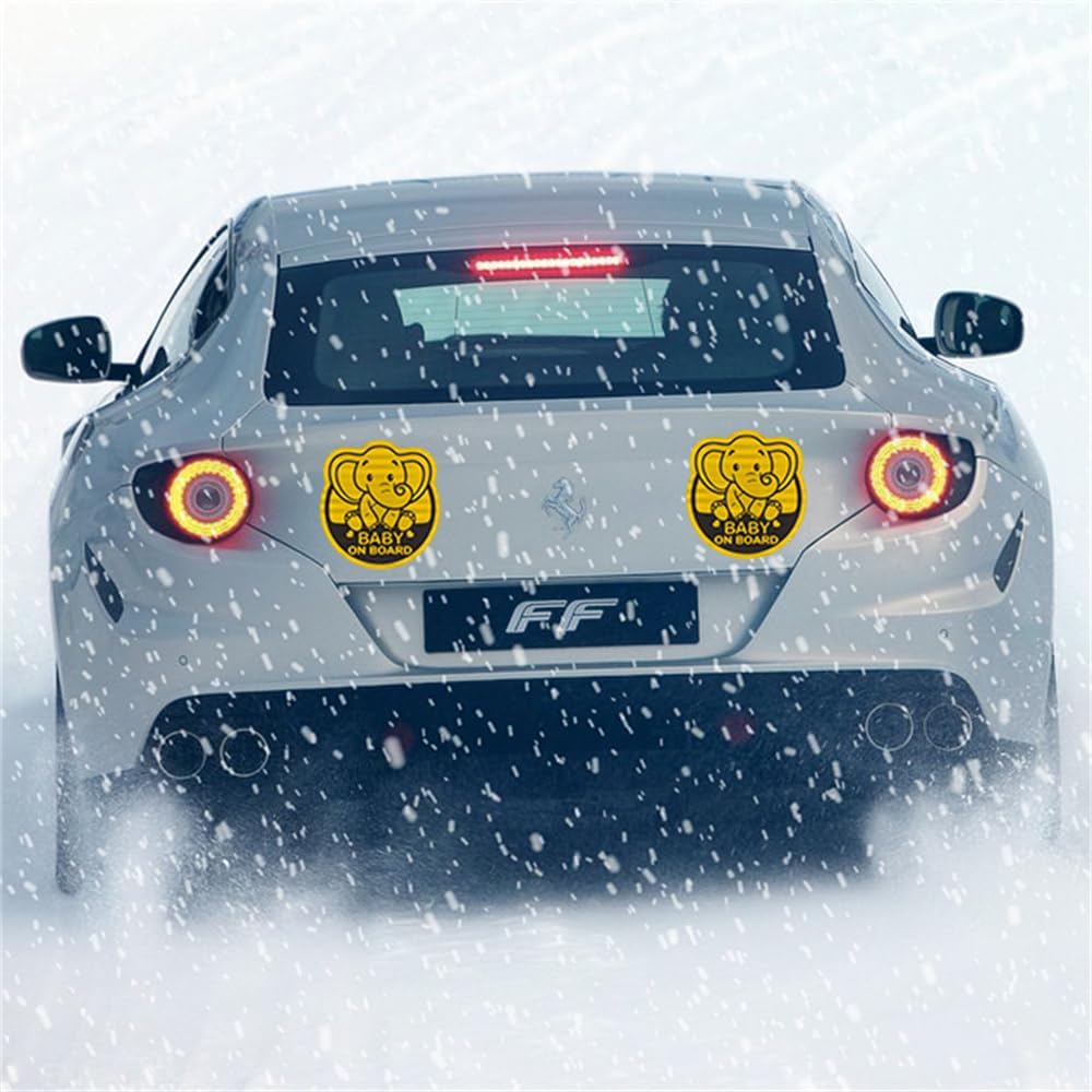 Baby On Board Sticker for Cars- 2Pack Baby In Car High Intensity Reflective Waterproof Vinyl Safety Car Signs for Rear, Side Windows, Bumpers-Baby