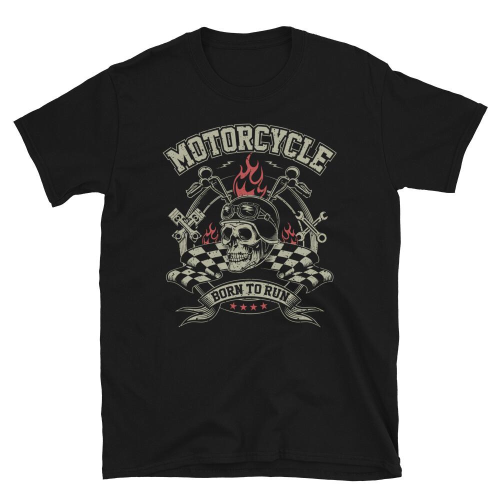 Flaming Skull Motorcycle Rider T-Shirt XXL
