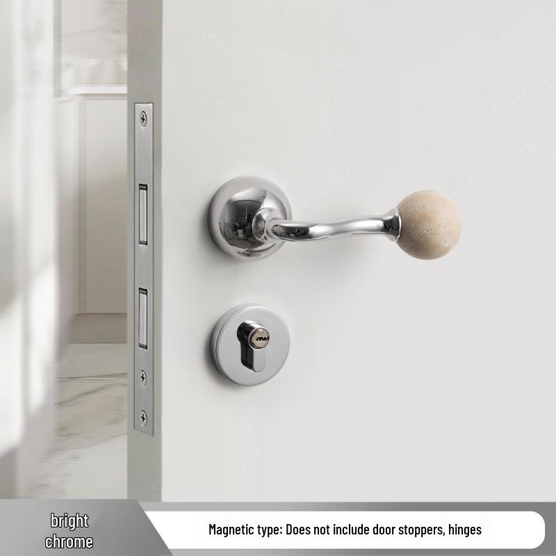Bureau White Travertine Magnetic Silent Door Handle for Modern Luxury Bedrooms