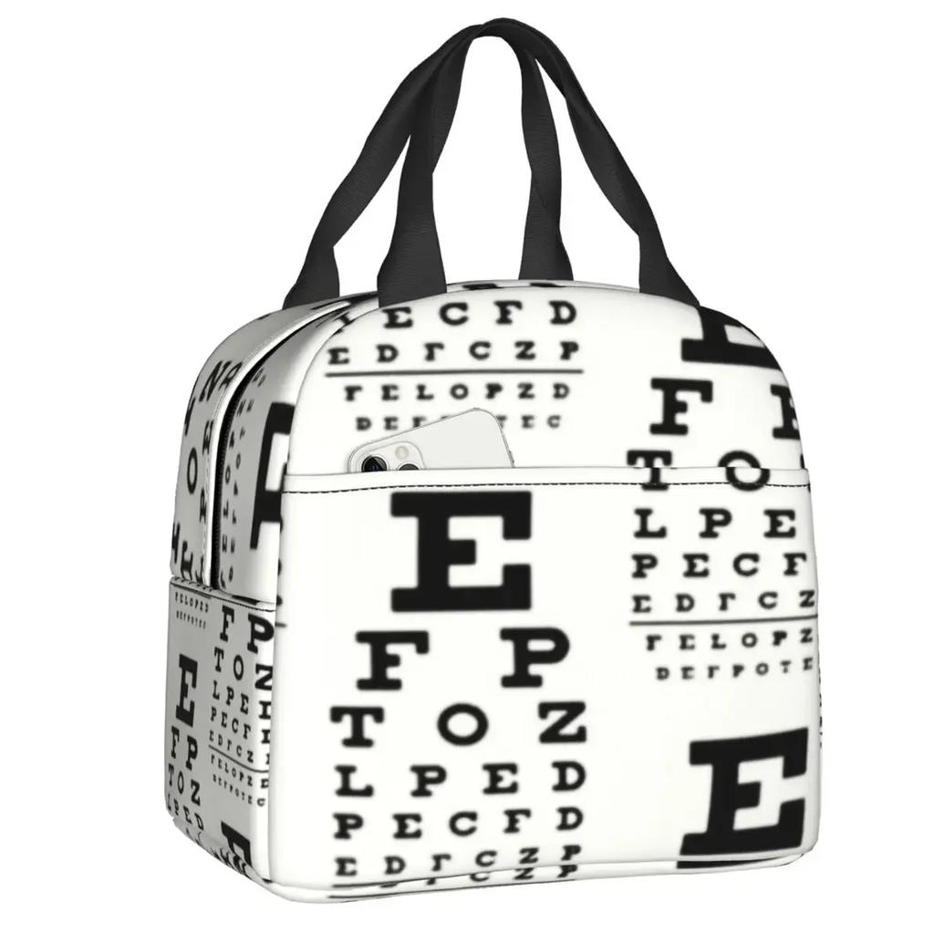 Eye Exam Insulated Lunch Bags for Women Kids Caring for The Eyes Optometrist Optician Portable Thermal Cooler Bento Box School