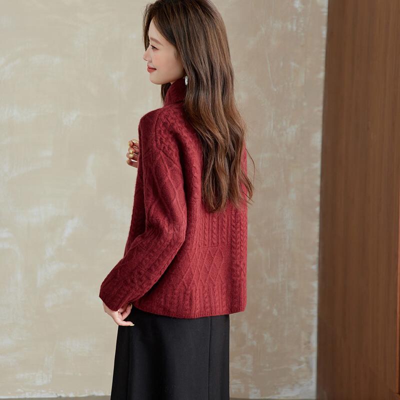 Srcr Women's Thick 100% Wool Cable Knit Cardigan