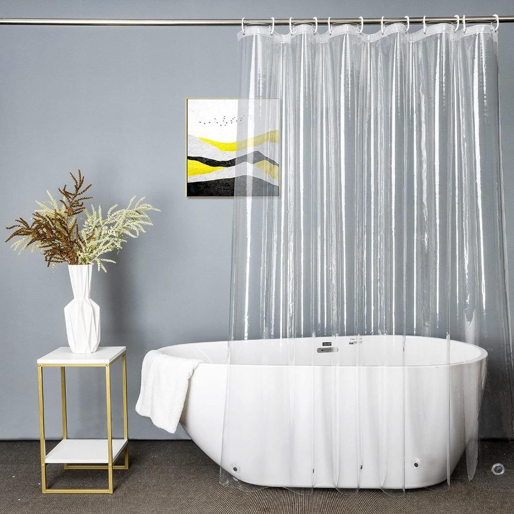 Con Ganchos Cortina de Baño Transparente Forro Ojales Metálicos Cortina Divisoria para Bañera Baño