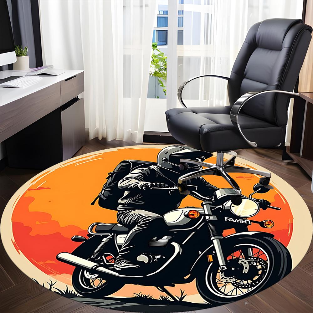 Tappeto Rotondo Tramonto Moto Ufficio, Tappetino Adatto Per Ufficio, Sotto Sedie Ufficio Camera da Letto Soggiorno Decorazione Casa, Decorazione Stanza