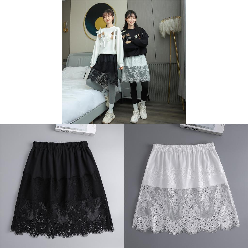Schwarzer, sommerlicher Chiffon-Midirock mit Zierelementen – ideal für Freizeit und Büro