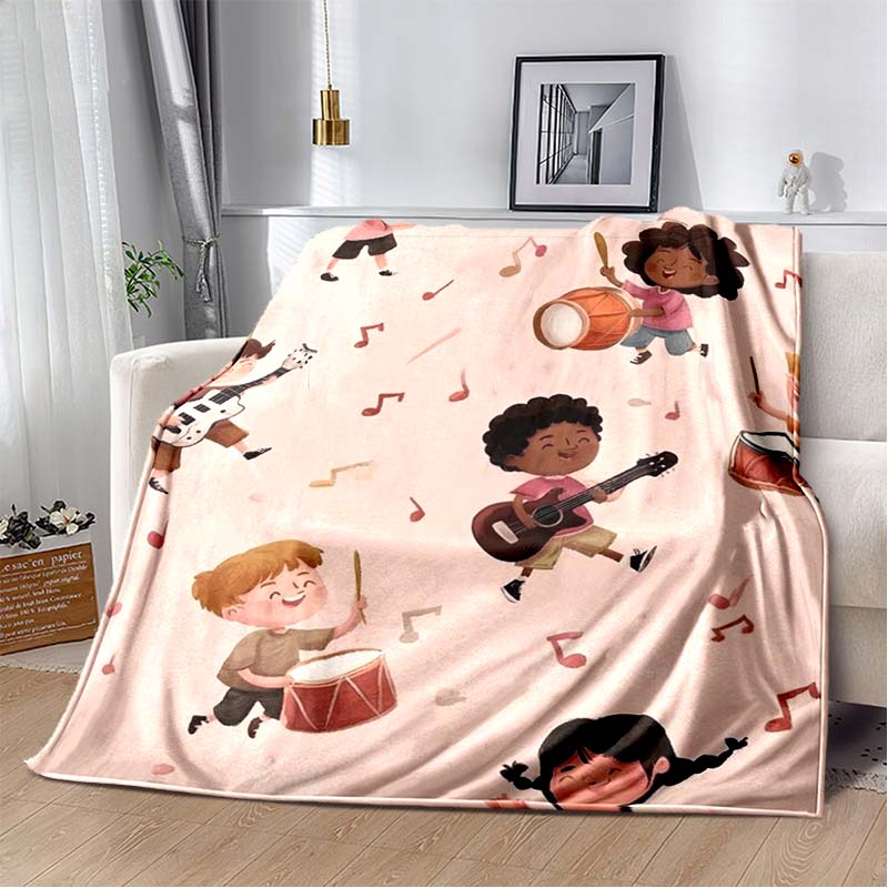 Red Lightning Electric Guitar Flannel Blanket, Soft Warm Throw with Rock Guitar Print for Bed Sofa, Cozy Bedding for Music Lovers