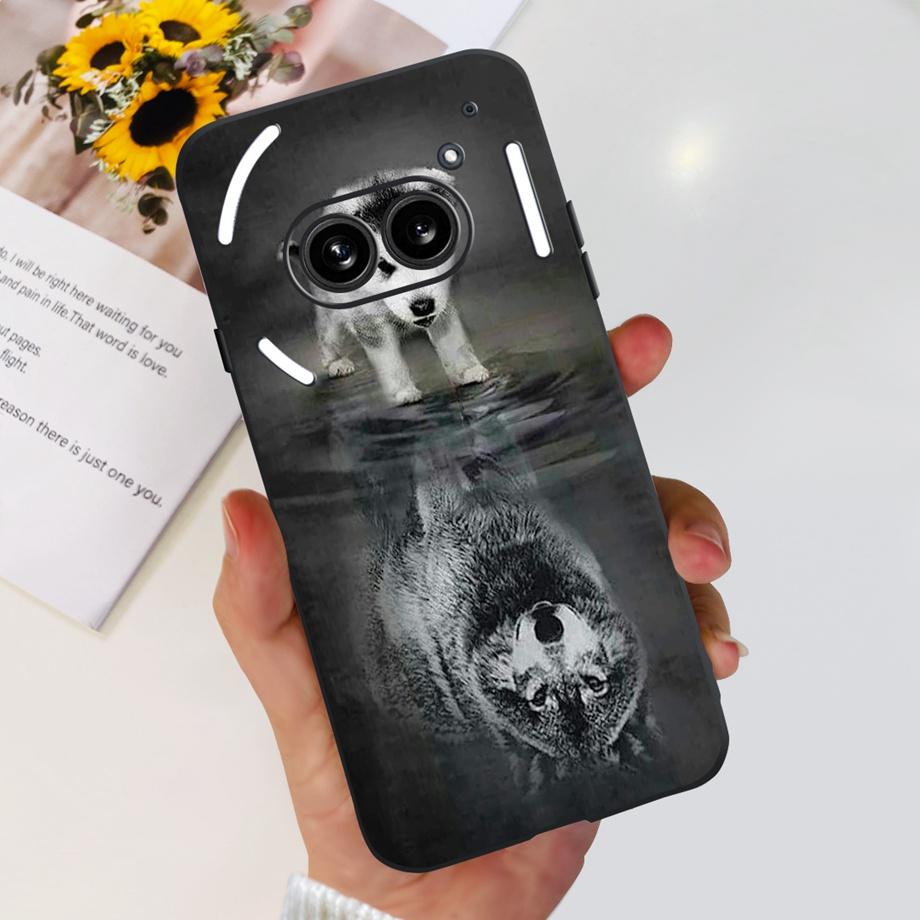 

For Nothing Phone 2a Plus 2 1 Case Black Silicone Soft Back Cover For Phone One Phone2A 2A+ Bumper Funda Dinosaur Cat Dragon Bag Nothing Phone 1