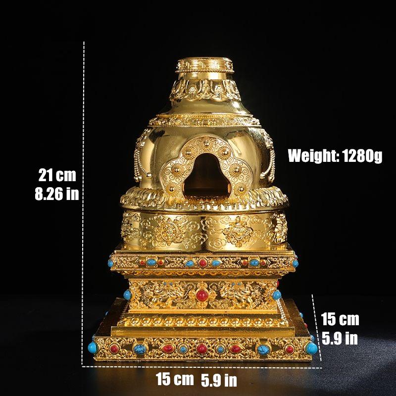 Bruciatore di Incenso Multifunzionale Lega Incisa Grande Dimensione Stupa Fornello per Aromaterapia Forno per Fumo da Meditazione Altari Decorativo