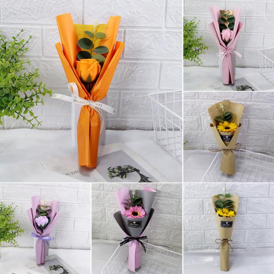 Yousheng Artificial Sunflower Bouquet Mini Scented Soap Flower Bouquet with Eucalyptus Leaves Gift for Birthday Valentine's Day Mother's