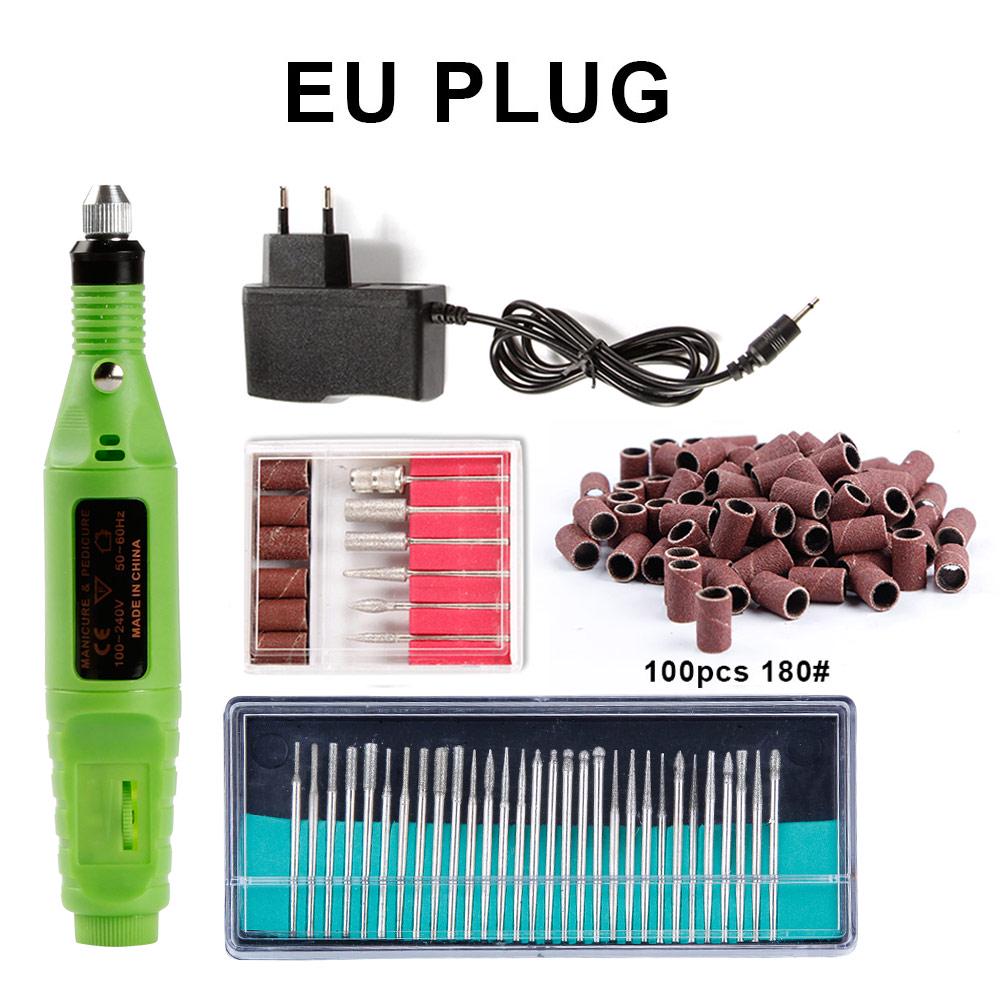 Aparelho elétrico da máquina do polonês da broca do prego para o manicure 30pcs fresas conjunto de bandas de lixamento