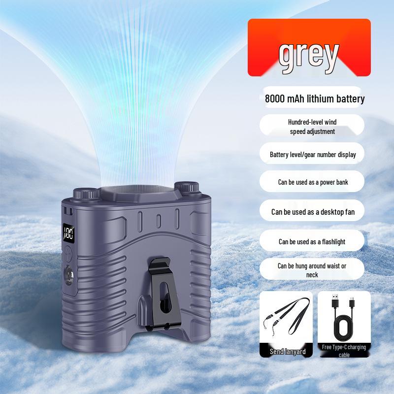 2026 Cross-border Waist Fan with 8000mAh Power Bank - Portable Travel Essential