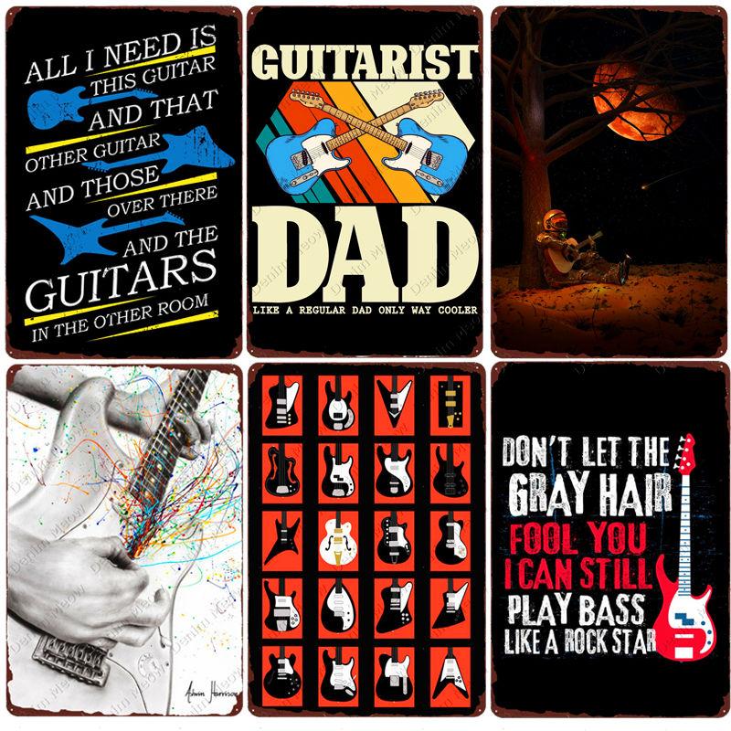 

Винтажная музыка и гитара, прекрасный подарок, металлические жестяные знаки, настенный декор, художественные постеры, барные ретро таблички, живопись, домашний декор 20x30 см N015