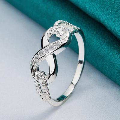 Unendlichkeitsschleife Versprechensring für Sie Verlobungsring mit Zirkonia Funkelnder Ehering für Damen Jahrestag Schmuck Geschenk