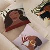 Art African Women Leaf Office Cushion Pillowcase Car Cushion Cover45X45CM Lumbar Pillowcase Sofa Pillowcover