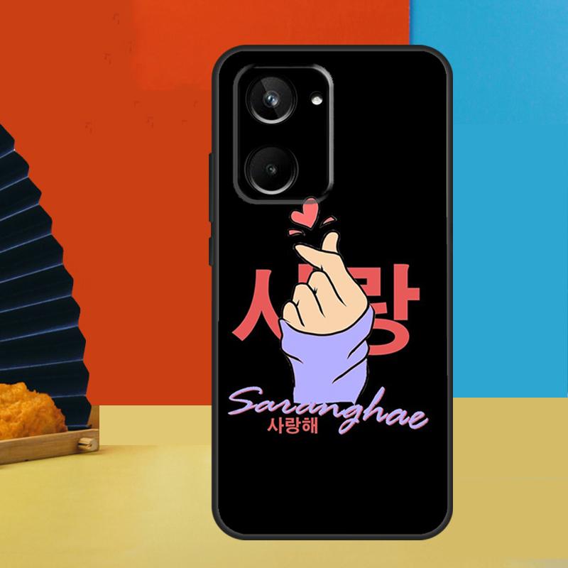 Cute Korean Font Saranghae I Love You For Realme 15 10 11 12 13 14 Pro Plus C67 C65 C63 C61 C35 C55 C53 C51 C71 C75 GT7 Pro Case