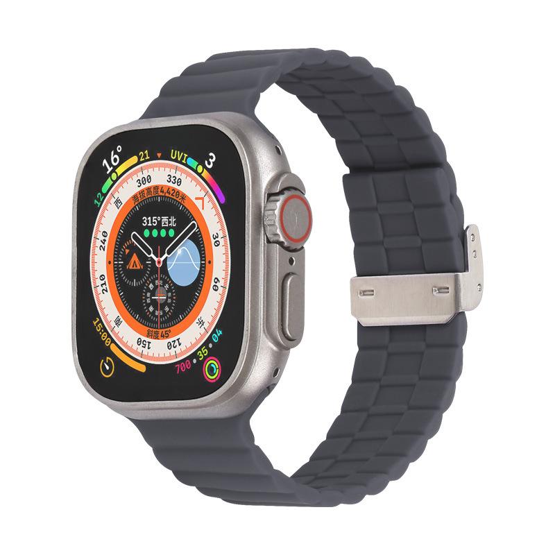 Luxury Loop Wave Buckle Bamboo Joint Silicone for Samsung Watch Strap 22mm Push Button Watch Band for Apple Watch
