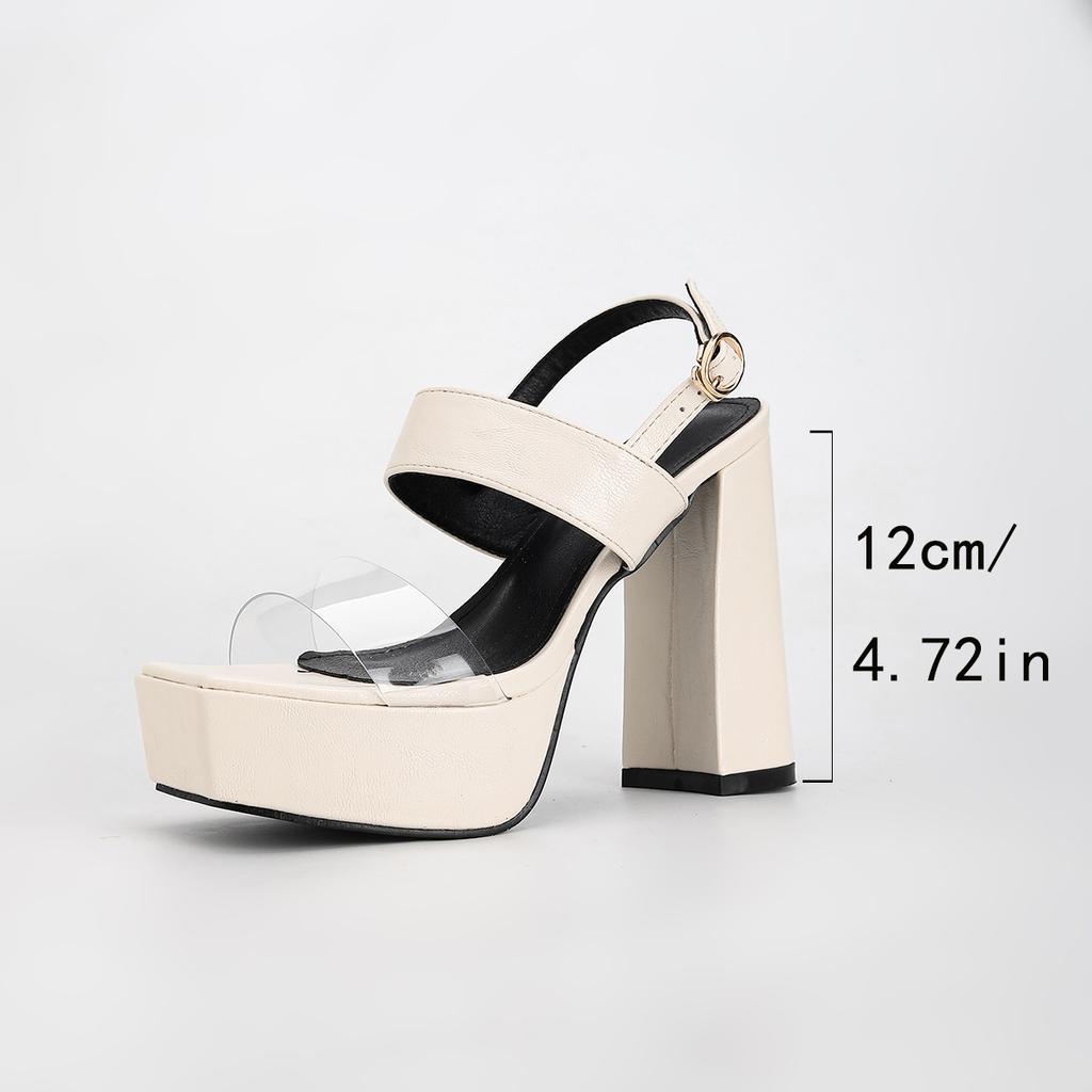 White waterproof table size 43 super high heel summer new thick sole simple transparent high heel women's sandals