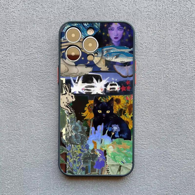 Abstract Art Cat Pattern Phone Case For iPhone 17 Pro Max 16 15 Pro Plus 14 13 Mini 12 11 XR XS 16E 17Air Shockproof Cover