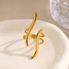 S  Stainless Steel Gold Color Geometric Line Open Ring for Women Simple Metal Irregular Twisted Adjustable Rings Jewelry Gift