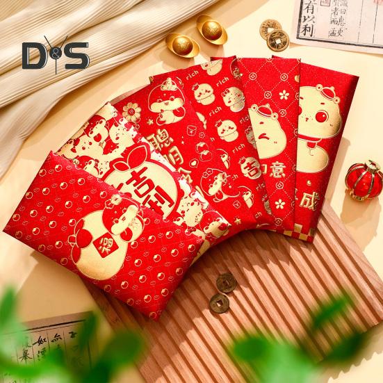 6Pcs Red Envelopes Chinese Spring Festival Red Pocket Envelope 2025 Year of The Snake Lucky Money Envelopes for Lunar New Year