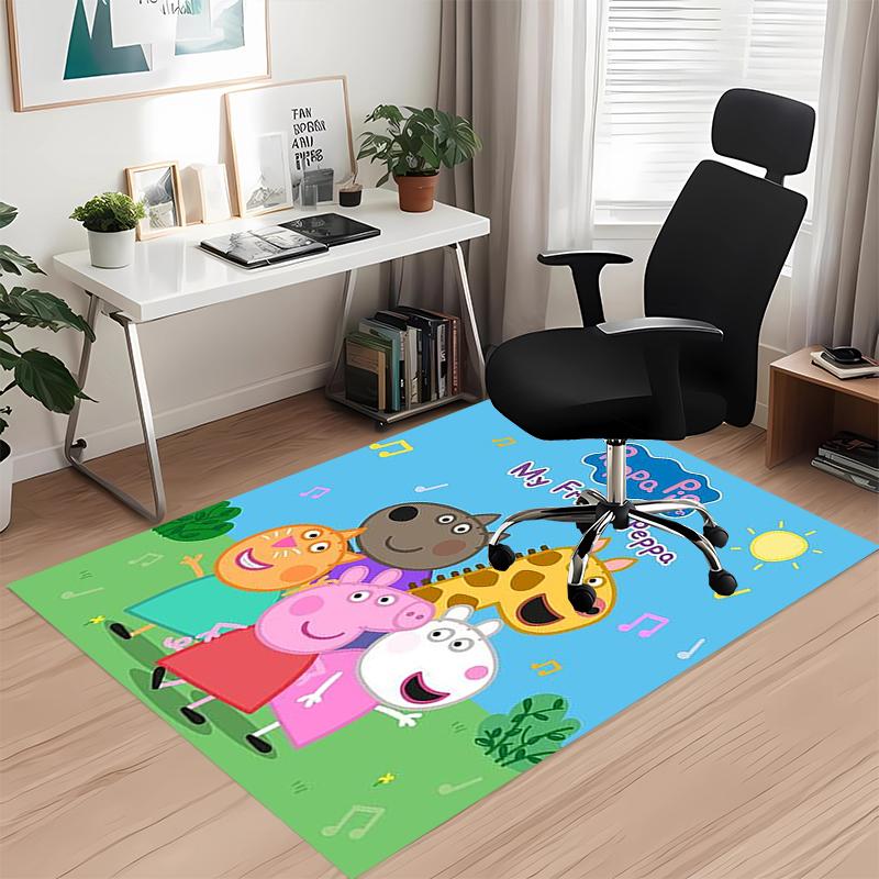 Peppa Pig Printed Carpet, for Office Chair Living Room Bedroom Kitchen Room Decor Gifts.