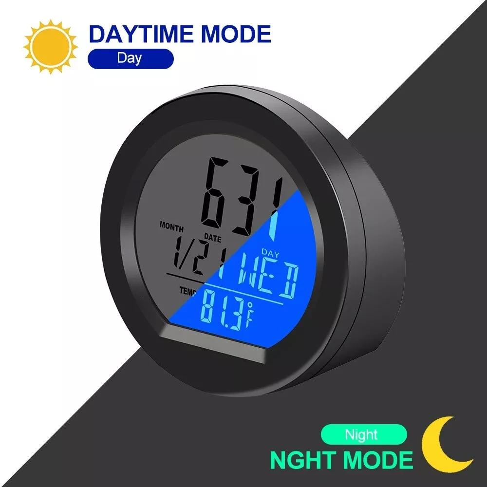 2 In 1 Solar Car Clocks Dashboard Thermometer Automotive Electronic Watch Led Digital DisplayTime with Back Luminous Car Accessories
