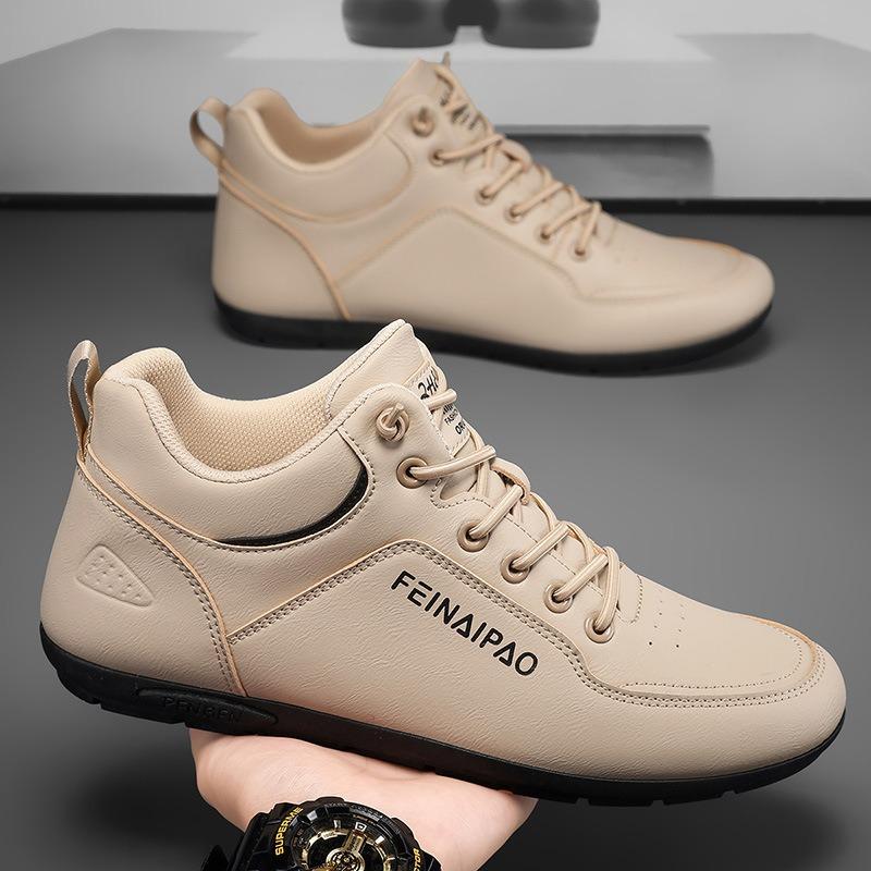 Men's shoes spring new fashion trend casual board shoes men's versatile lace-up non-slip work leather shoes