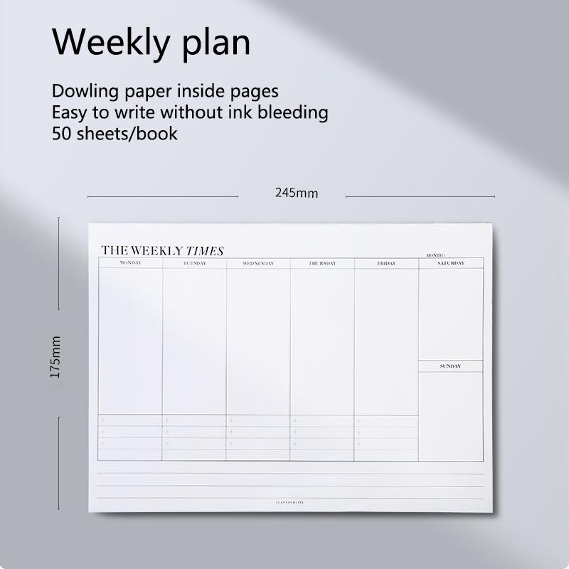50Sheets Universal Tearable Planner Weekly Monthly Schedule Student Stationery Office School Supplies Simple Plan Notebooks