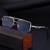 Lunettes de soleil rétro à double faisceau en métal pour hommes, lunettes de conduite en boîte