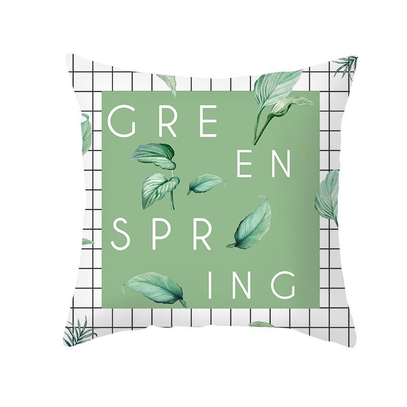Ins Pillow Cover Nordic Summer Green Plants Office Waist Backrest Home Decoration Pillow Cover Ins Style