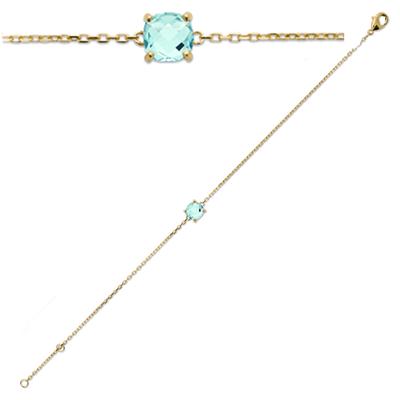 [Q8155] - Gold Plated Bracelet 'Sissi' Aquamarine Gold - 6 Mm