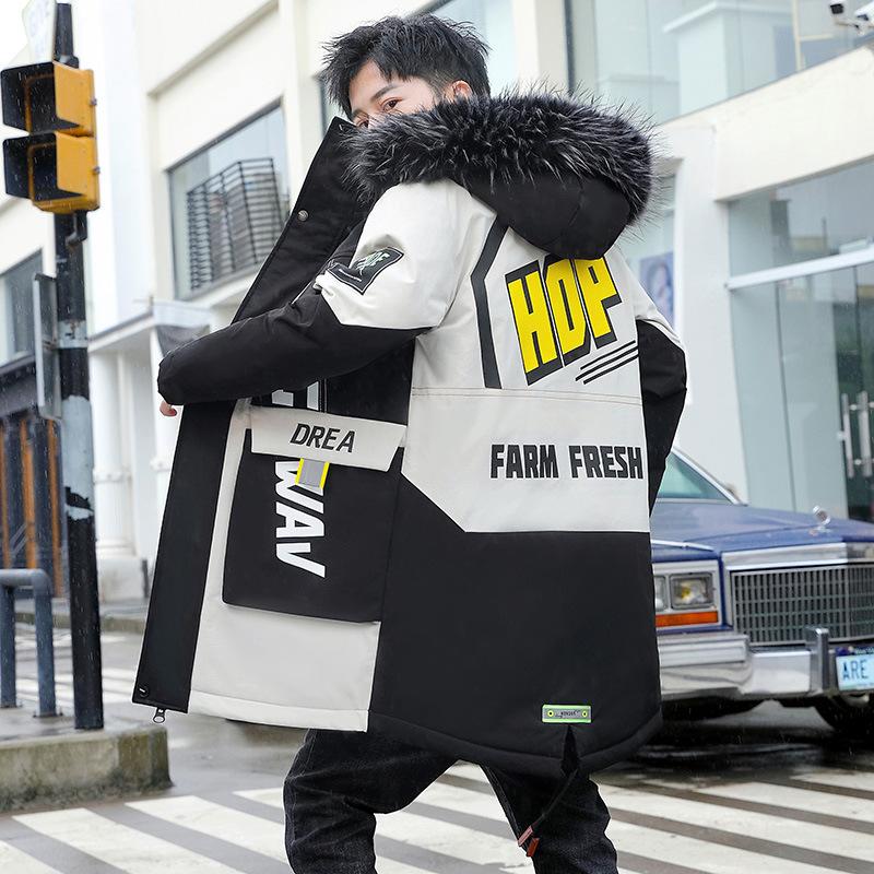New Winter Warm Jacket Youth Fashion Trend Popular Logo Casual Coats Men Cotton Padded Jackets Plus Size