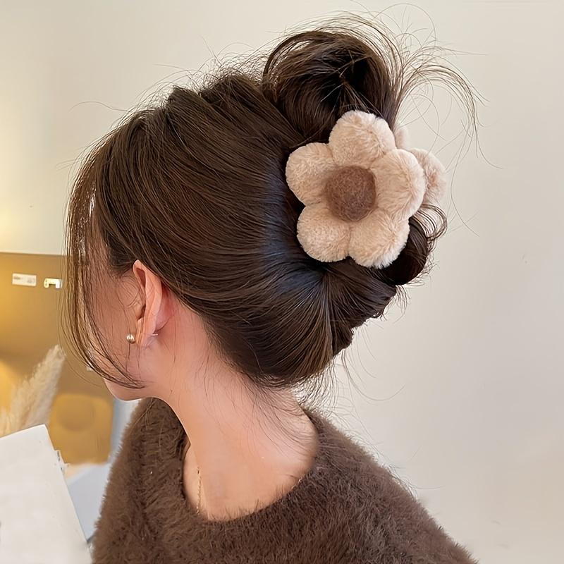 1pc Plush Flower Hair Claw Clip Autumn Winter Charm Hair Clip Cute Sweet Hair Accessories