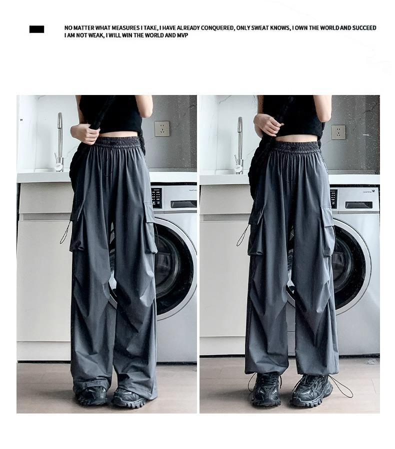 Women's Petite Quick-Dry Cargo Joggers - Summer Wide-Leg Loose Fit Pants
