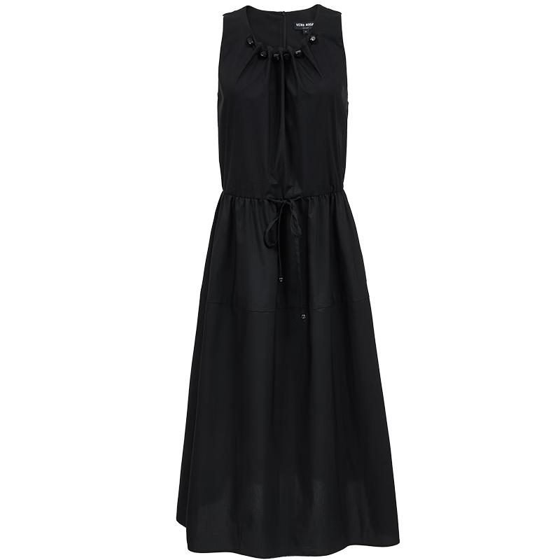 VEROMODA Pure Cotton Beaded Neck Tie-Waist A-Line Dress