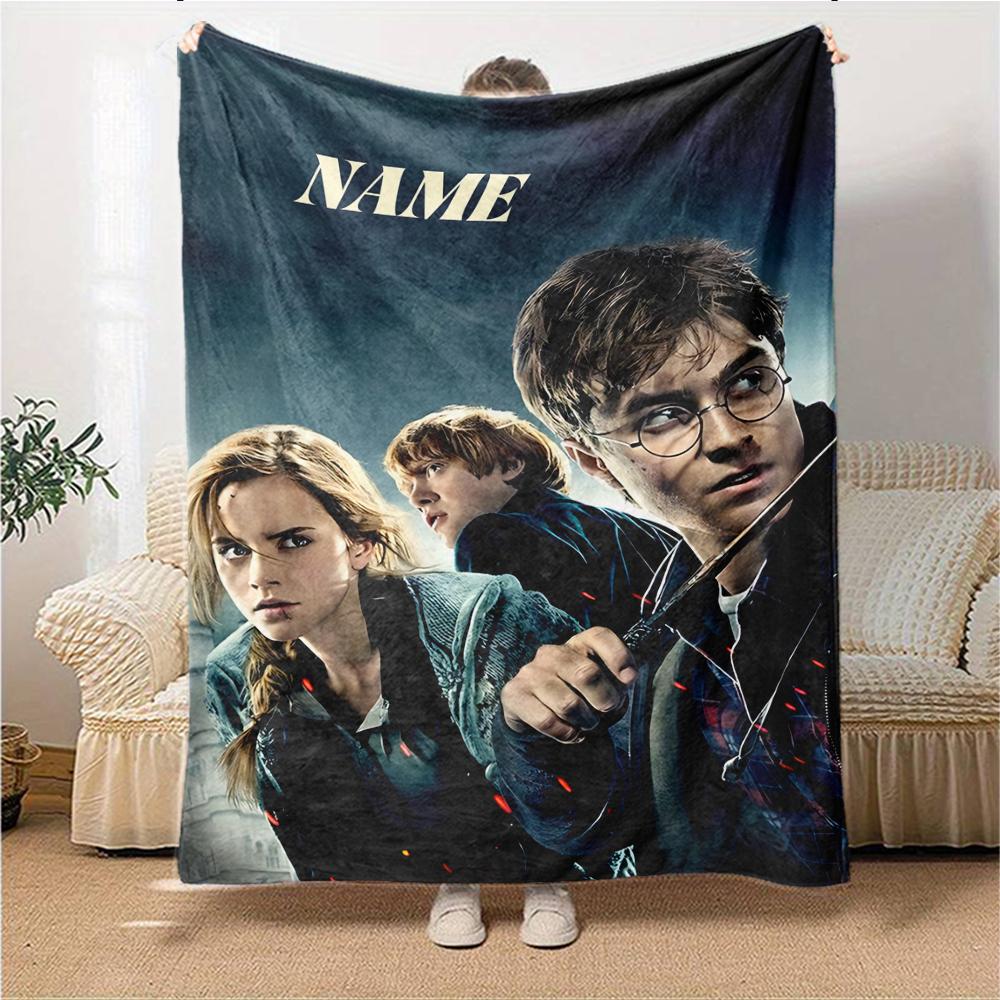 Custom Name Harry Potter Adventure blanket for Couch & Bed, Plush Cozy Fuzzy Blanket Super Soft & Warm Blankets for Fall and Winter. 090863