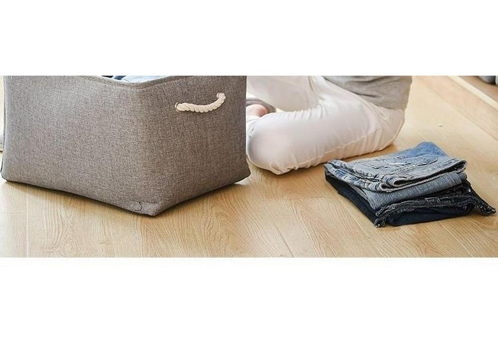 Medium Linen Fabric Storage Box for Underwear and Toys Organization