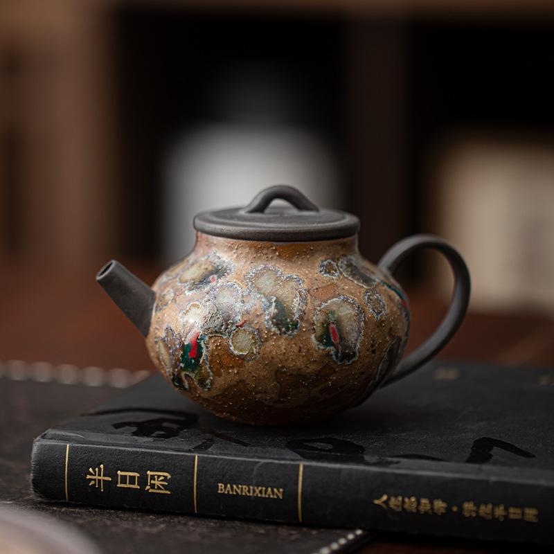 Retro Zen beeswax glaze tea set raw ore coarse pottery old rock mud teapot household high-end brewing teapot single pot