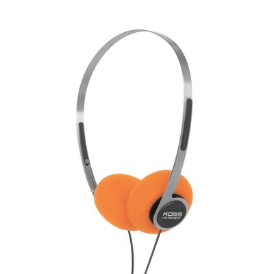 Koss x Retrospekt Retro Retro oranžová nastavitelná kabelová oranžová P/21 sluchátka do uší, pěna, čelenka, 3,5 mm zástrčka, černá, stříbrná.