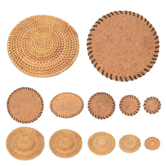 Handwoven Coir Tea Coaster Heat-Resistant Natural Bristle Mat for Teapot Cups Rustic Palm Fiber Pad for Tea Ceremony Absorbent Eco-Friendly
