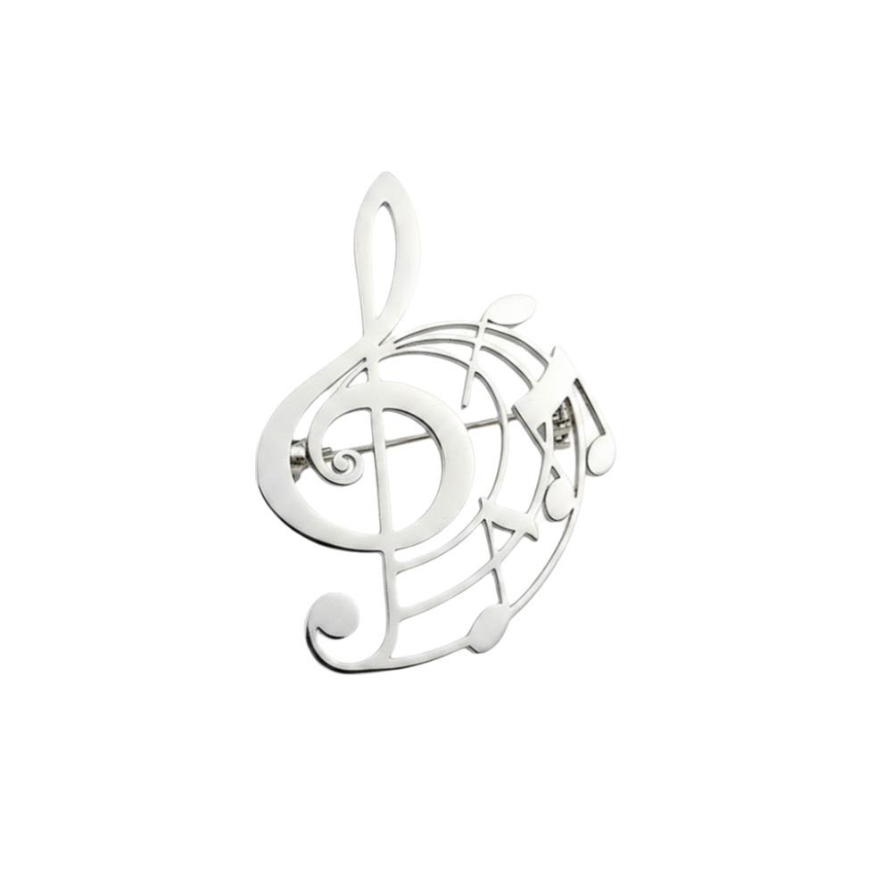 Stainless Steel Music Note Brooch Pin Hollow Design Music Badge Lapel Pin  Daily Wear