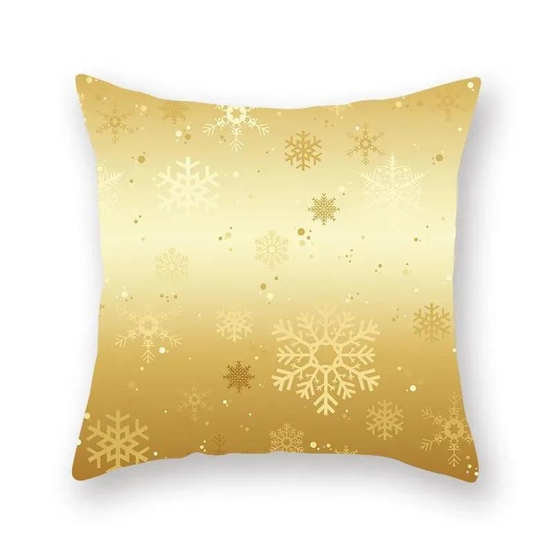 Gold Christmas Pillowcase Living Room Sofa Bed Pillow Home Decoration Bedroom Bedside Cushion 45x45cm