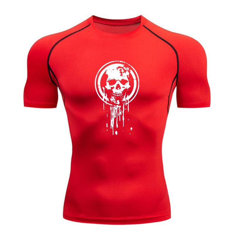 Men's Compression Fitness T-shirt, Skull Graphic Print Quick