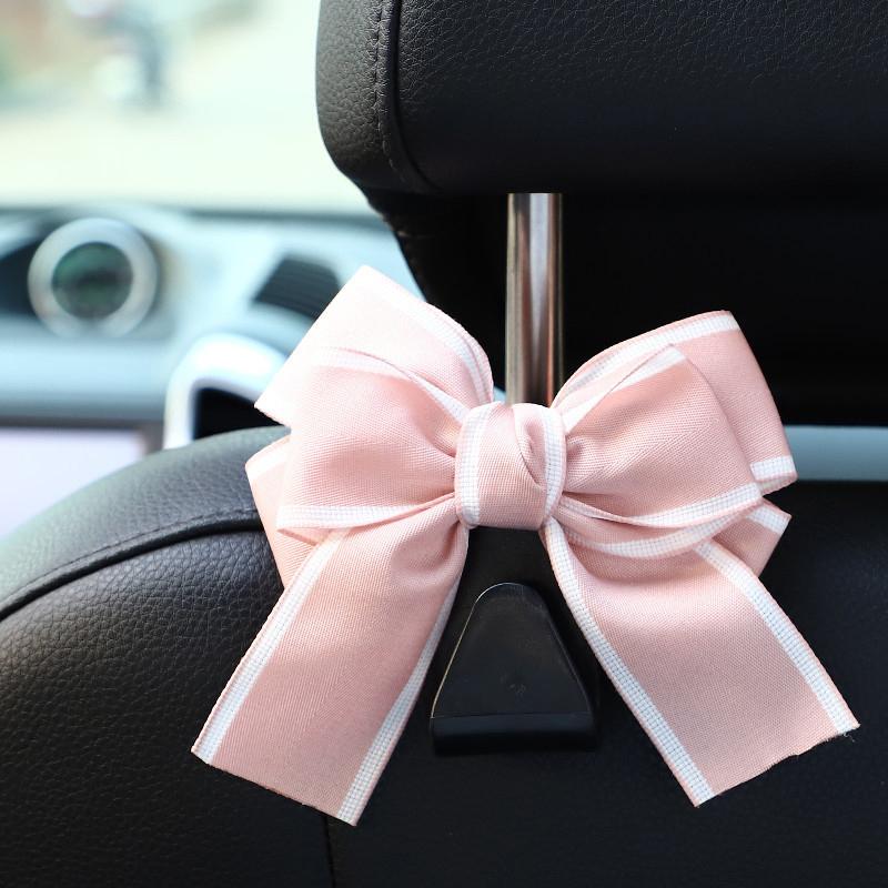 1Pc Car Seat Back Hook Polka Dot Bow Hanging Holder Car Storage Hanger Interior Accessories Female Automobile Practical Hook