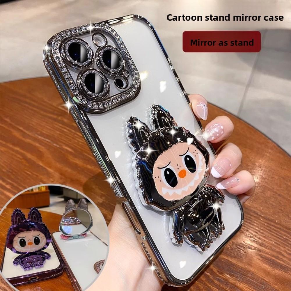 Mirror Holder Applies To Apple 17promax Mobile Phone Case Rhinestone IPhone15 16 Cartoon Cute
