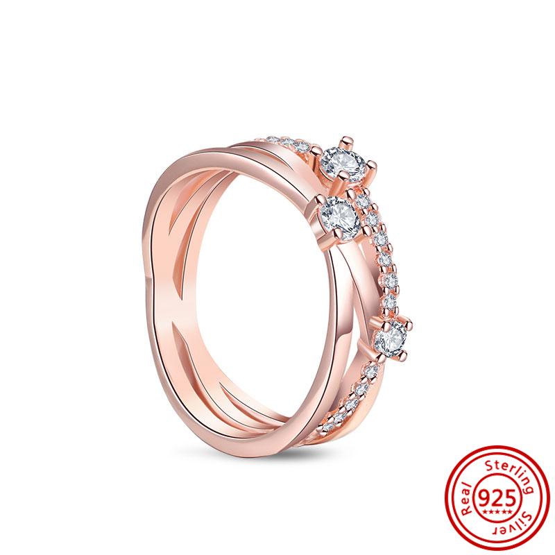 925 Sterling Silver Rings for Women Original Infinity Love Heart Engagement Wedding Ring Rose Gold Zircon Luxury Jewelry Gift